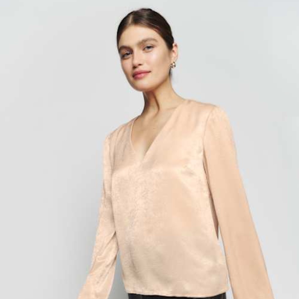 Reformation Ian Top Champagne - Size S